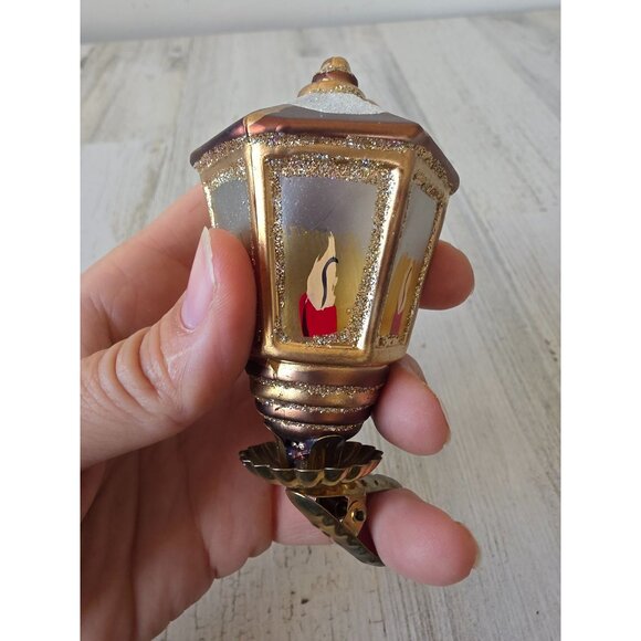 Radko Vintage lantern lamp clip glass glitter gold light Xmas tree - Picture 8 of 9